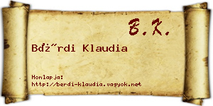 Bérdi Klaudia névjegykártya